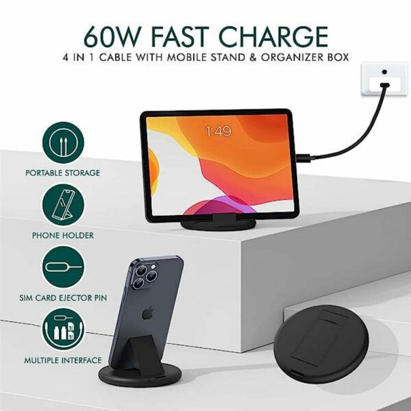 Câbles Type C 60W de 3 tetes (Android-iphone-USB) de données à charge rapide – Image 6